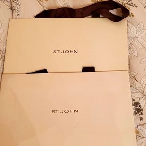 St. John shopping bags with brown ribbon handles